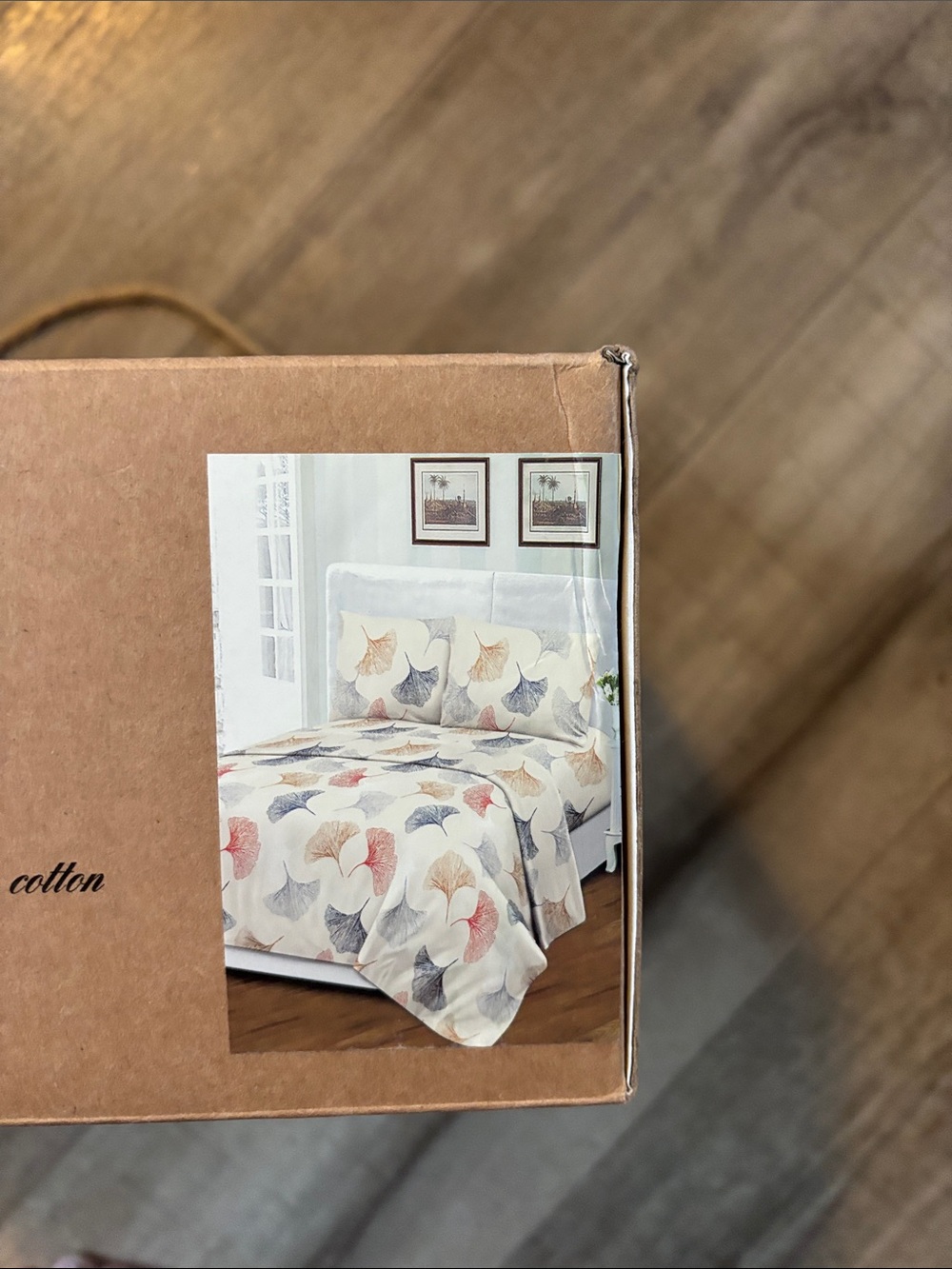 King Sheet Set — Blue & Tan Shell Pattern - Picture 3 of 3